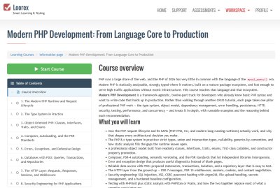 Course overview page