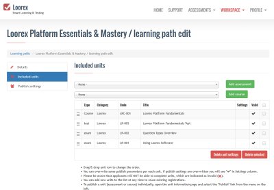 Learning path included units